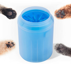 Blue dog paw cleaner cup in use