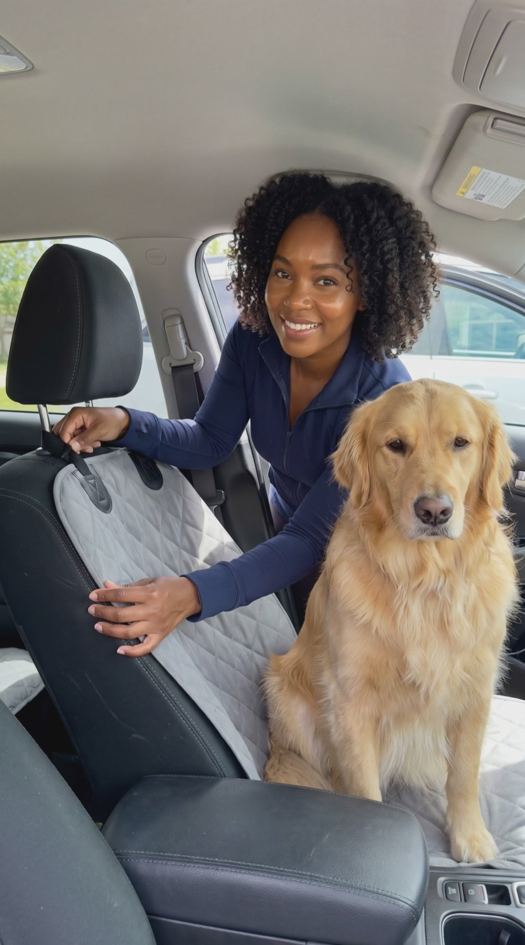 Supporting product-use video — waterproof dog car seat cover demonstration