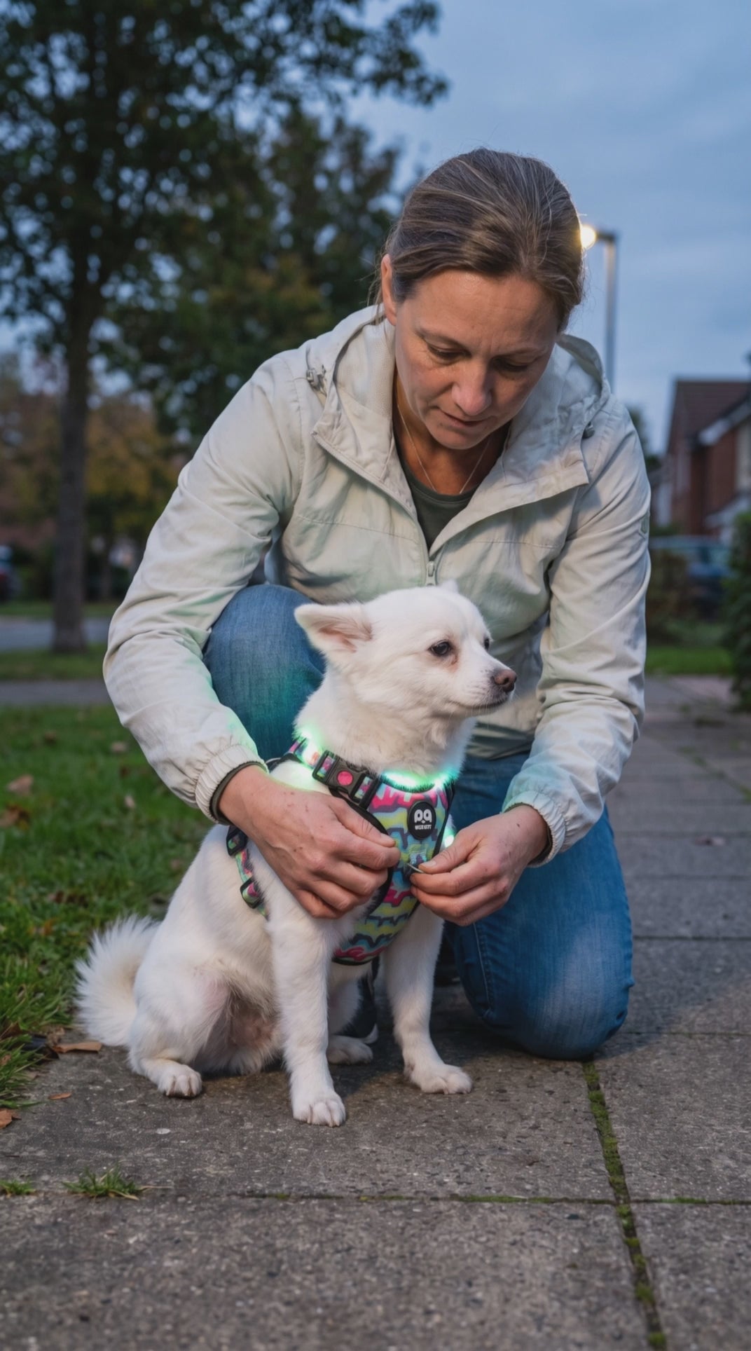 Primary product-use video — LED no-pull dog harness