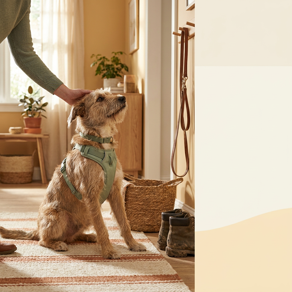 A relaxed pet at home with its family
